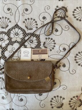Borbonese by Redwall Vtg Quail Print w Tags Crossbody Bag with Leather Trim